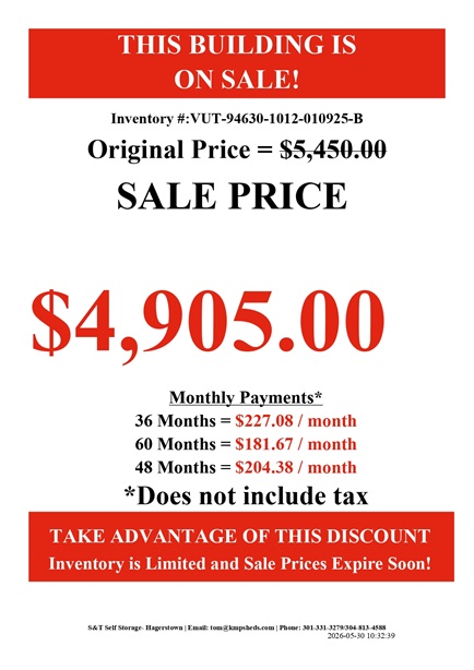 rent to own 10x12 vinyl utility in MD