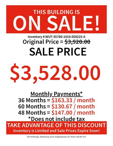 rent to own 10x10 utility with 7 foot walls