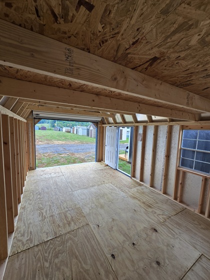 12x20 lofted garage look inside