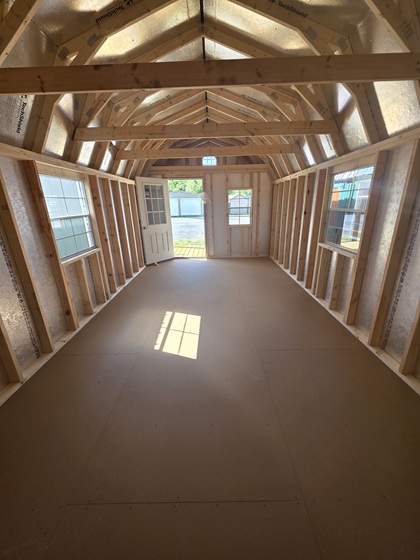 12x28 lofted barn with door and windows