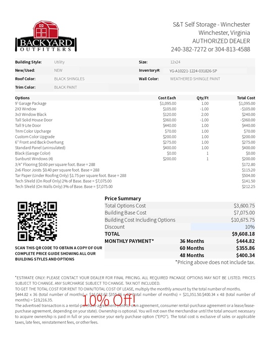 12x24 garage utility on sale price