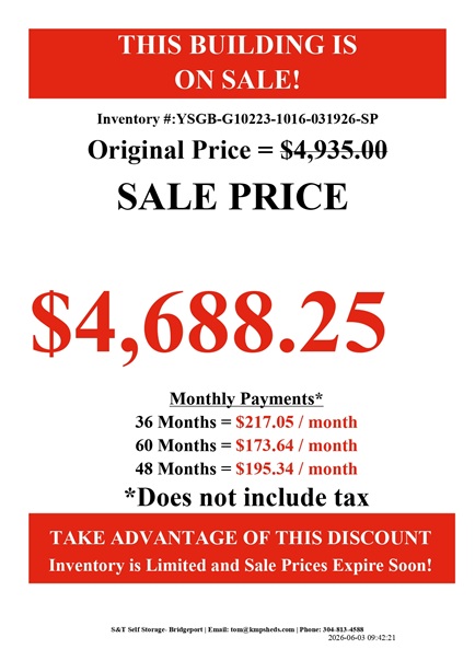rent to own 10x16 side gable shed