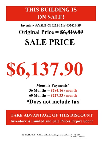rent to own 12x16 side lofted barn