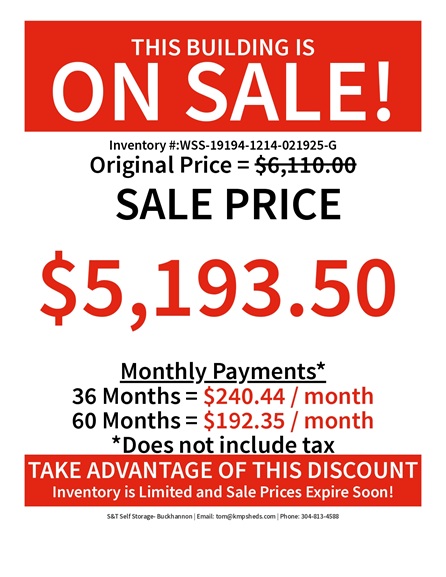 rent to own 12x14 single slope building