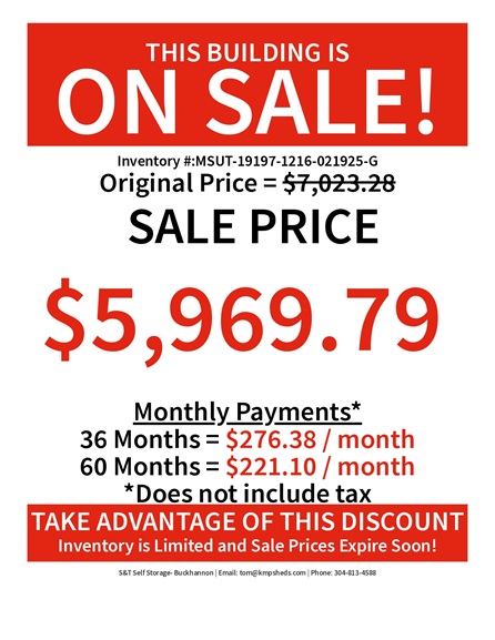 rent to own 12x16 utility with metal siding