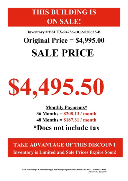 rent to own 10x12 utility with windows