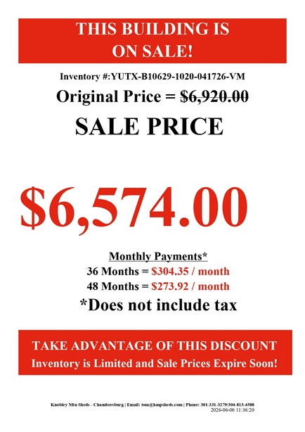 rent to own 10x20 utility with metal siding