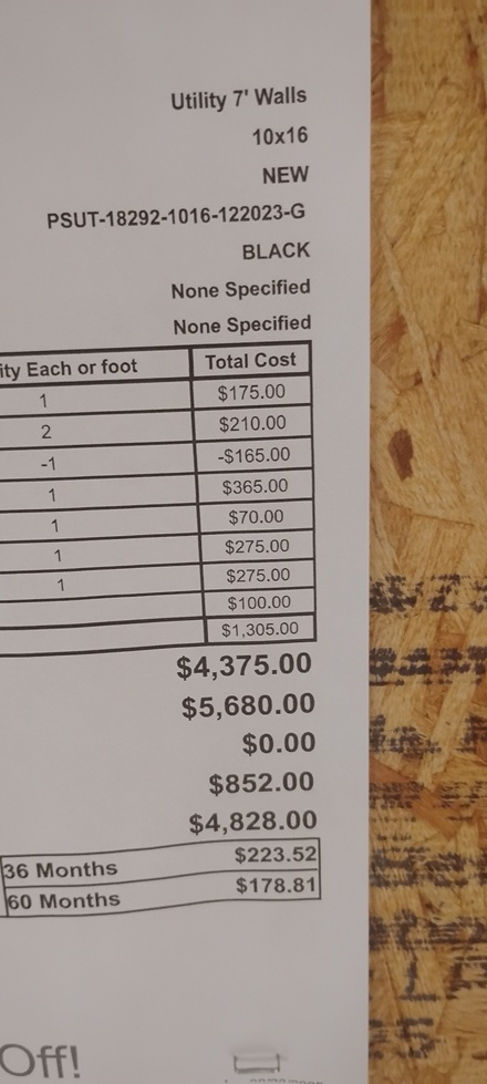10x16 utility on sale price