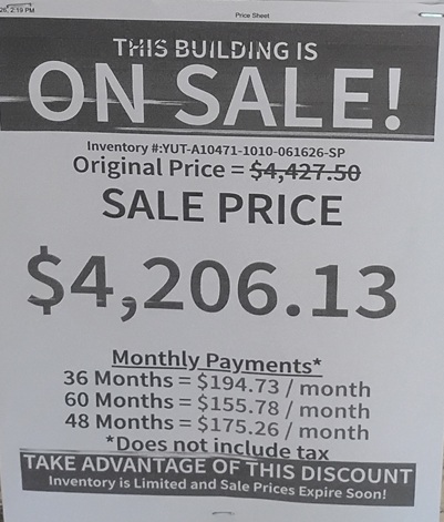 rent to own 10x10 utility with custom roof