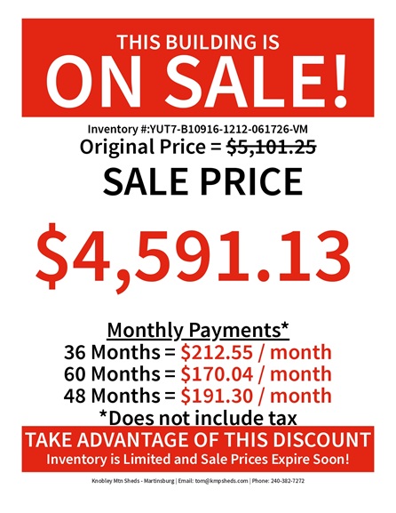 rent to own 12x12 utility in WV
