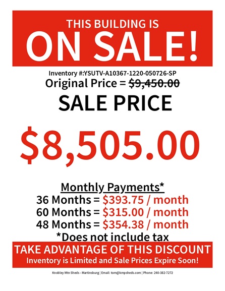rent to own 12x30 utility with 8 foot walls