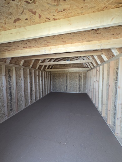 12x20 lofted barn inside