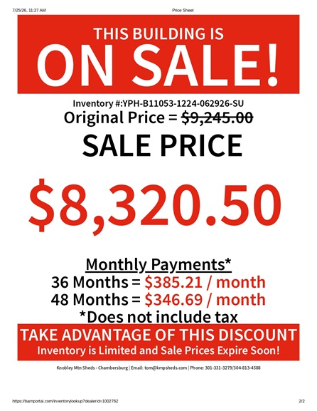 rent to own 12x24 playhouse utility in PA