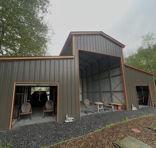 custom built metal garage KMP sheds