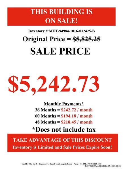 rent to own 10x16 utility with metal siding