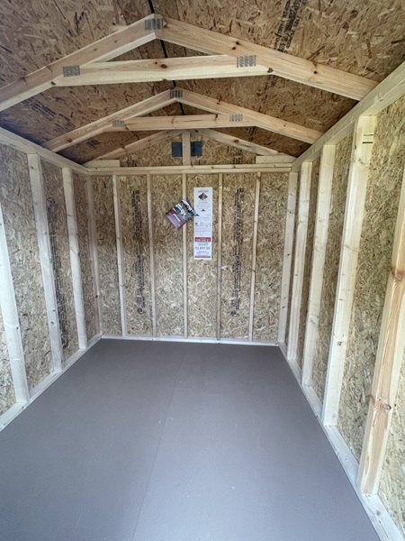 8x8 utility shed with 8 foot walls look inside