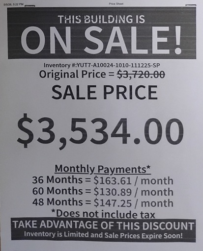 rent to own 10x10 utility with 7 foot walls