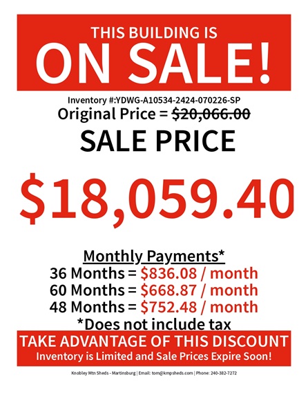 24x24 double wide garage on sale price