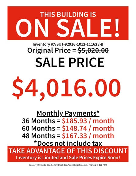 rent to own 10x12 vinyl utility in VA
