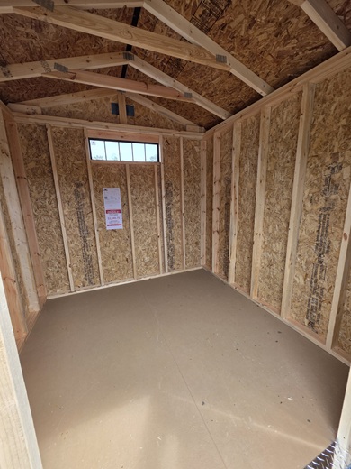 8x8 utility shed with 7 foot walls look inside
