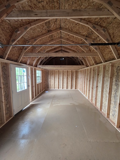 12x24 lofted garage with door and windows