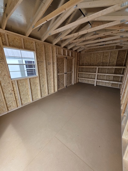 10x20 utility with 8 foot walls and shelves