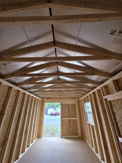 10x20 utility with 8 foot walls and Tech Shield on the roof