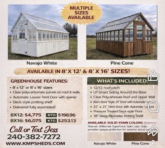 greenhouse available in 2 sizes