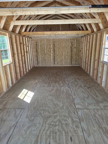 12x24 lofted garage inside