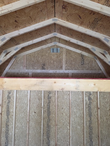 12x24 lofted garage with tech shield on roof
