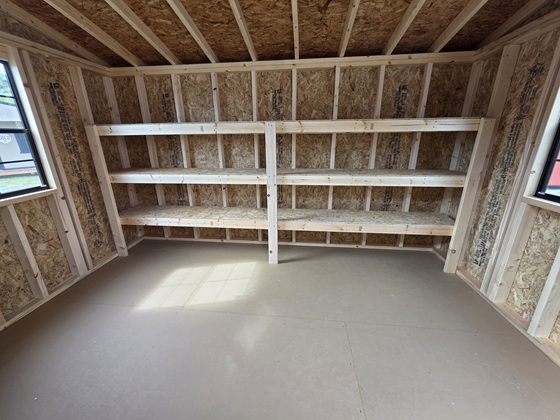 8X12 single slope with shelves