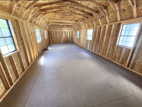 14x40 lofted barn with playhouse package look inside
