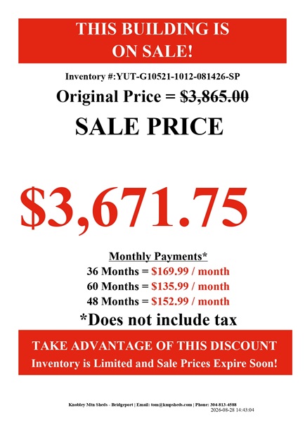 rent to own 10x12 utility shed in WV