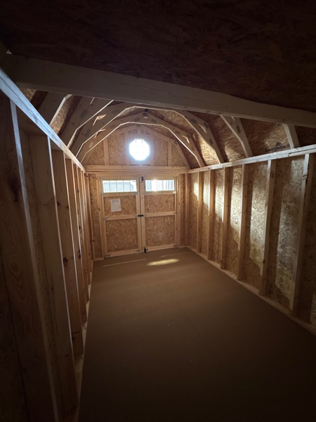 8x14 lofted barn with double doors and windows
