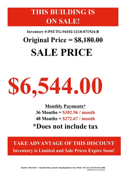 rent to own 12x16 utility with dormer package