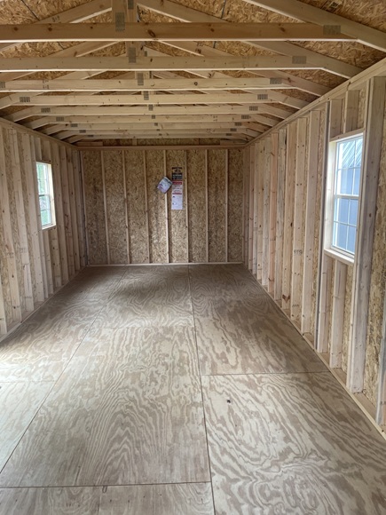 look inside 12x32 utility with windows and doors