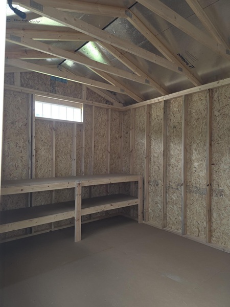 10x20 utility with 8 foot walls and workbench