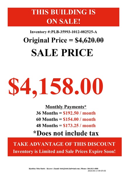 rent to own 10x12 lofted barns in WV