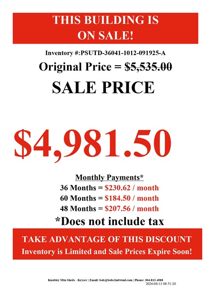 rent to own 10x12 utility with gable dormer