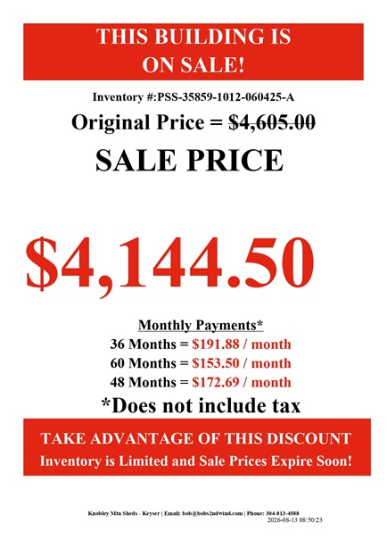 rent to own 10x12 single slope sheds