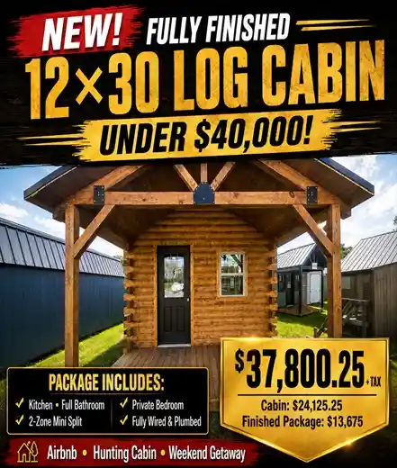 12x30 fully finished log cabins