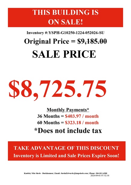 rent to own 12x24 utility with side porch