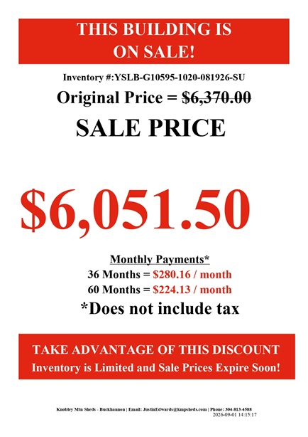 rent to own 10x20 lofted barns in WV