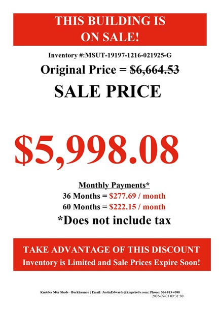 rent to own 12x16 utility with metal siding