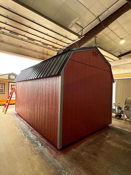 10x16 side lofted barn with 6 foot ramp side view