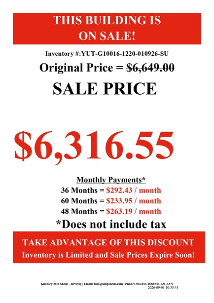 rent to own 12x20 utility shed with custom roof