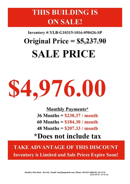 rent to own 10x16 lofted barns in WV