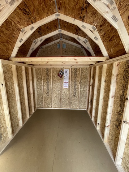 look inside 8x12 lofted barn