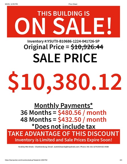 rent to own 12x24 garage utility
