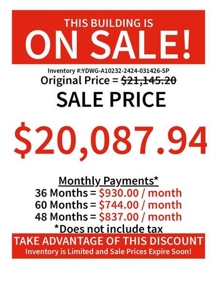 24x24 double wide garage utility rent to own
